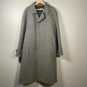 Vintage Phillippe Vartin Men's 100% Wool Winter Coat 42 Tall Herringbone Design